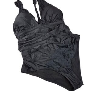 YOU DI AN One Piece Swimsuit Women 3XL Black Ruched Tummy Control Bin 1‎ NWT